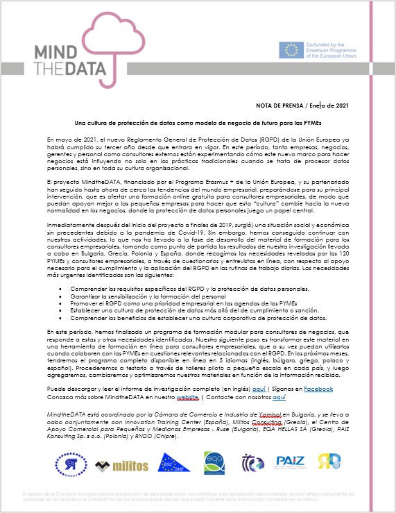 MindTheDATA_Press Release 1_ES